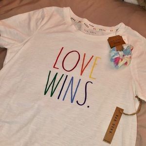 Rae Dunn Love Wins Shirt with Scrunchie